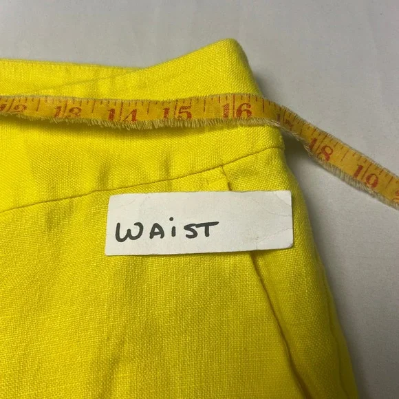 LOFT Marisa Yellow Linen Blend Wide Leg Pants Size 4 Casual Summer Coastal Beach - Picture 6 of 12